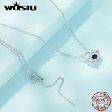 925 Silver Heart Charm Necklace Zircon Wedding Jewelry Gift
