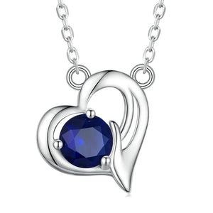 925 Silver Heart Charm Necklace Zircon Wedding Jewelry Gift