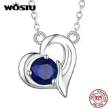 925 Silver Heart Charm Necklace Zircon Wedding Jewelry Gift