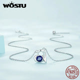 925 Silver Heart Charm Necklace Zircon Wedding Jewelry Gift