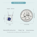 925 Silver Heart Charm Necklace Zircon Wedding Jewelry Gift