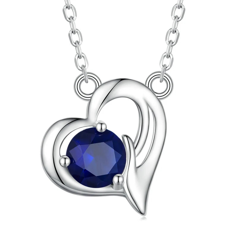 925 Silver Heart Charm Necklace Zircon Wedding Jewelry Gift