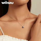925 Silver Heart Charm Necklace Zircon Wedding Jewelry Gift
