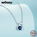 925 Silver Heart Charm Necklace Zircon Wedding Jewelry Gift