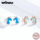 925 Silver Unicorn Opal Stud Earrings Wedding Gift CQE815-A