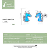 925 Silver Unicorn Opal Stud Earrings Wedding Gift CQE815-A