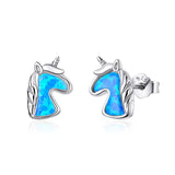 925 Silver Unicorn Opal Stud Earrings Wedding Gift CQE815-A