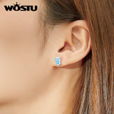 925 Silver Unicorn Opal Stud Earrings Wedding Gift CQE815-A