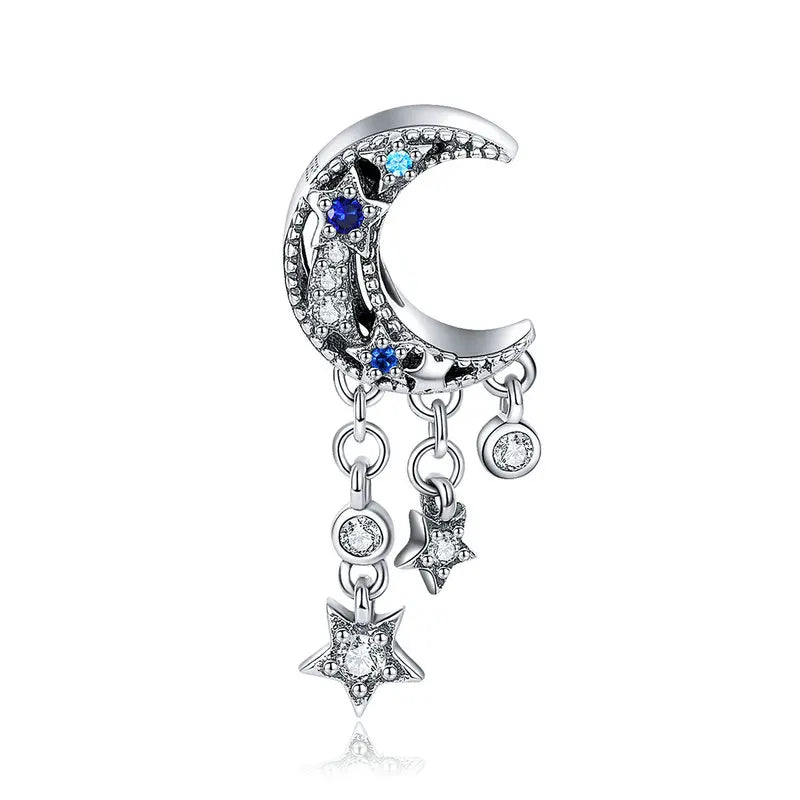 925 Sterling Silver Moon Plane Space Beads Astronaut Charm Owl Pendant