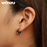 925 Silver Cat Ear Hoop Earrings Pink Pet Paw Studs Girl Jewelry