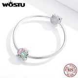 925 Silver Train Beads Crystal Charms for Bracelet Pendant