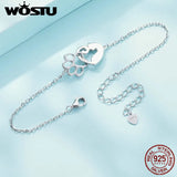 925 Sterling Silver Cat Charm Bracelet Pet Paw Chain Links Girl Jewelry