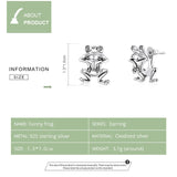 925 Sterling Silver Frog Stud Earrings for Women Party Jewelry