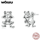 925 Sterling Silver Frog Stud Earrings for Women Party Jewelry