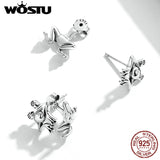 925 Sterling Silver Frog Stud Earrings for Women Party Jewelry