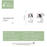 925 Sterling Silver Puppy Stud Earrings Unusual Women Party Jewelry