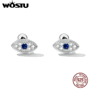 925 Silver Devil Eye Stud Earrings CZ Ear Studs VSE165