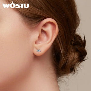 925 Silver Devil Eye Stud Earrings CZ Ear Studs VSE165