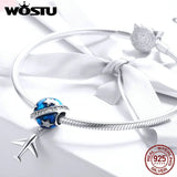 925 Silver Airplane Bead for Charm Bracelet - CQC887