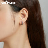 925 Silver Geometric Hoop Earrings Colorful Design Wedding Jewelry CQE1123