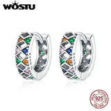 925 Silver Geometric Hoop Earrings Colorful Design Wedding Jewelry CQE1123