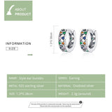 925 Silver Geometric Hoop Earrings Colorful Design Wedding Jewelry CQE1123