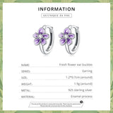 925 Silver Purple Flower Zircon Earrings Women Jewelry Gift