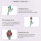 925 Silver Flower Bird Charm Beads Bracelet DIY Jewelry Gift