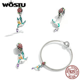 925 Silver Flower Bird Charm Beads Bracelet DIY Jewelry Gift