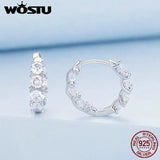 925 Silver Zircon Circle Hoop Earrings Wedding Crystal Jewelry Gift