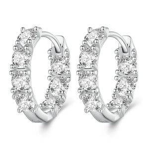 925 Silver Zircon Circle Hoop Earrings Wedding Crystal Jewelry Gift