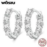 925 Silver Zircon Circle Hoop Earrings Wedding Crystal Jewelry Gift