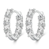 925 Silver Zircon Circle Hoop Earrings Wedding Crystal Jewelry Gift