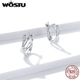 925 Silver Geometry Stud Earrings with Zircons for Women Wedding