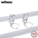 925 Silver Geometry Stud Earrings with Zircons for Women Wedding