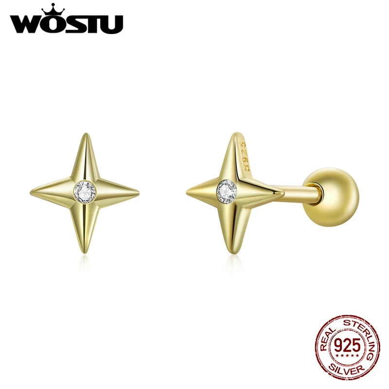 925 Silver Star Stud Earrings for Women