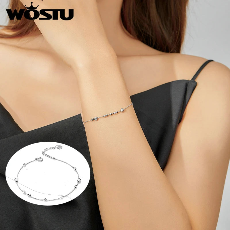 925 Silver Heart Bracelet for Women CQB172