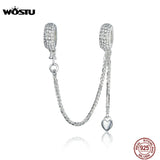 925 Silver Heart Charm Safety Chain Bead for Jewelry Making