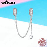 925 Silver Heart Charm Safety Chain Bead for Jewelry Making
