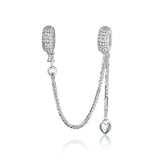 925 Silver Heart Charm Safety Chain Bead for Jewelry Making
