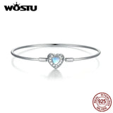 925 Silver Heart Moonstone Bracelet Forever Love Bangle Wedding Gift