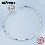 925 Silver Heart Moonstone Bracelet Forever Love Bangle Wedding Gift
