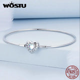 925 Silver Heart Moonstone Bracelet Forever Love Bangle Wedding Gift