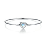 925 Silver Heart Moonstone Bracelet Forever Love Bangle Wedding Gift