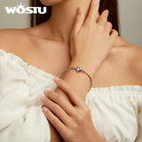 925 Silver Heart Moonstone Bracelet Forever Love Bangle Wedding Gift