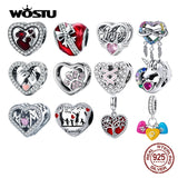 925 Silver Heart Pendent Charms for Mother's Jewelry