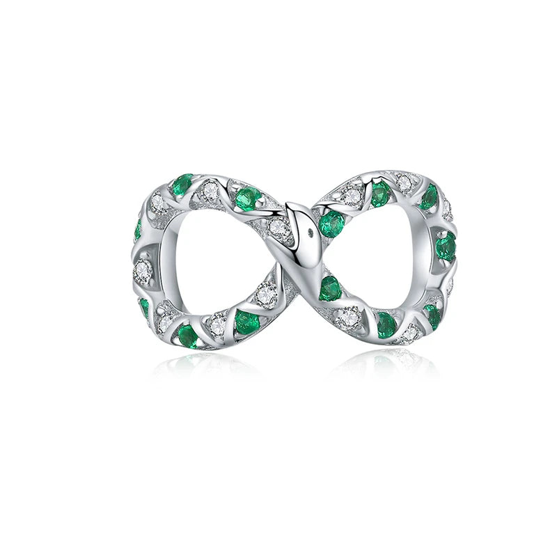 925 Silver Infinity Love Charm Family Bead Bracelet Pendant Zircon Jewelry