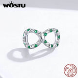 925 Silver Infinity Love Charm Family Bead Bracelet Pendant Zircon Jewelry
