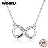 925 Silver Infinity Love Pendant Necklace Family Cross Chain For Women