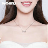 925 Silver Infinity Love Pendant Necklace Family Cross Chain For Women